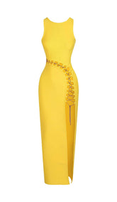 Hollow High Split Maxi Dress In YelLow